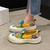 Canvas Shoes Women Spring and Summer Pregnant Women Soft Platform White Shoes Lazy One Pedal Niche Graffiti Cloth Shoes Single Shoes