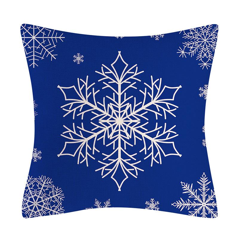 New Blue Christmas Linen Pillowcase Festive Home Decoration Bedside Pillowcase Sofa Cushion