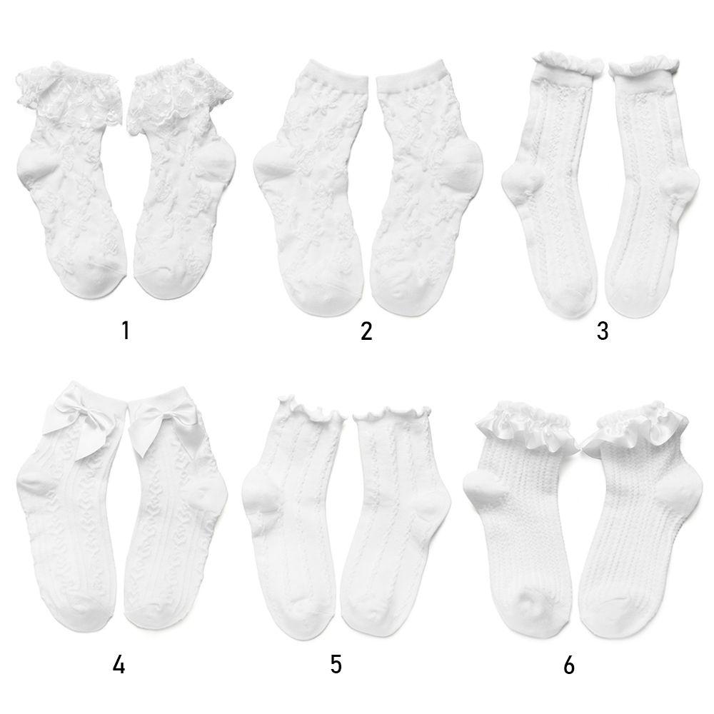 Spring Summer Autumn Flower Socks Lolita Girls Pure Cotton JK Socks White Lace Socks Bowknot Socks