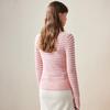 Women's Striped Color-Block 100% Wool Crew Neck Sweater