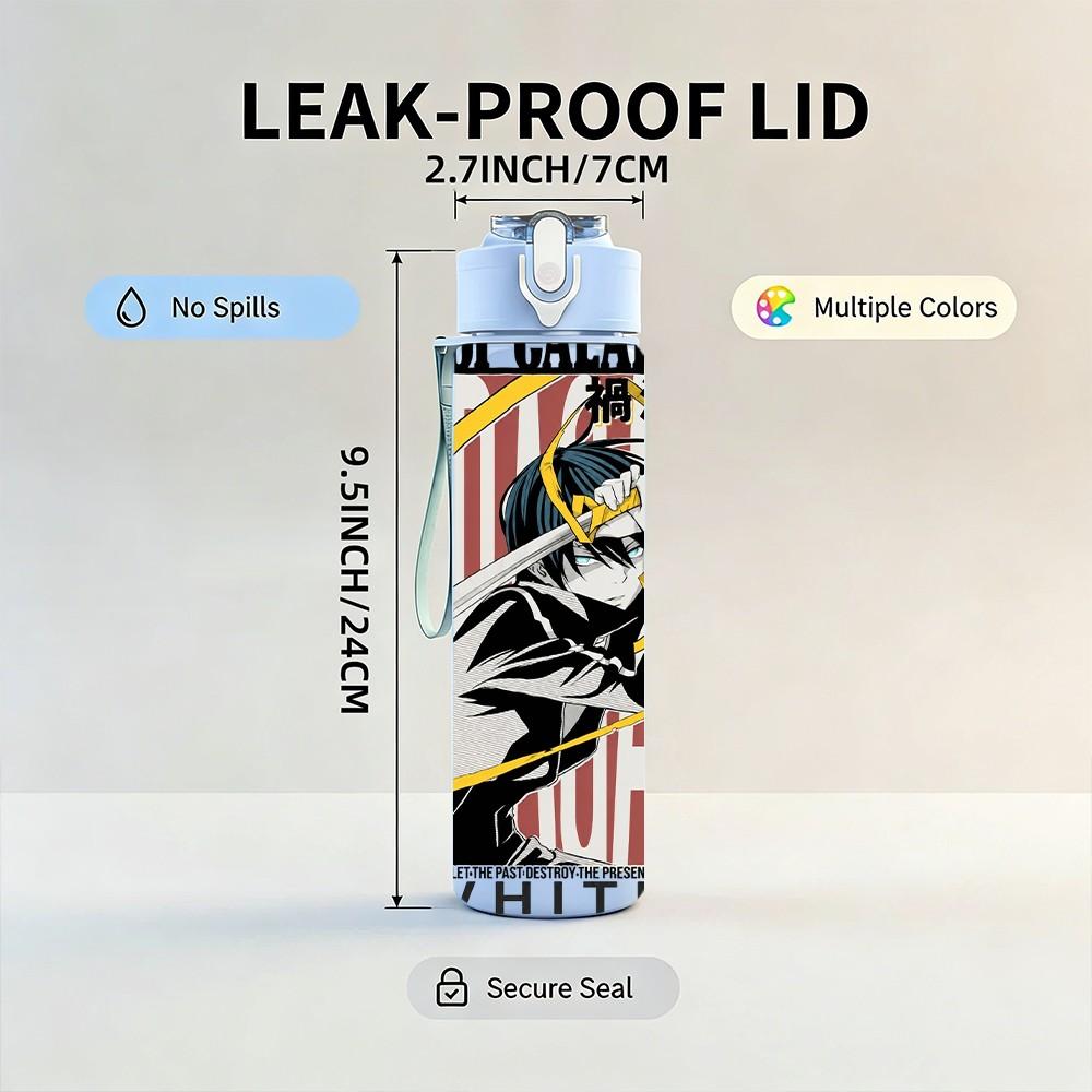 1PC White Text A 750ml sports water bottle leakproof straw lid outdoor office home