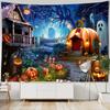 Home Decor Scary Spooky Castle Pumpkin Tapestry Kids Room Bedroom Living Dining Fun Halloween Wall
