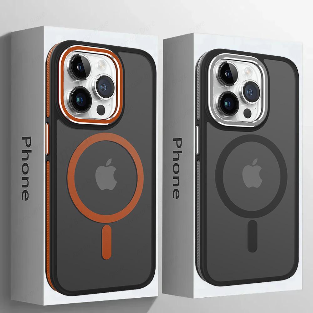 Magnetic Matte Translucent Shockproof Phone Cases For iPhone 16 15 14 13 12 11 Pro Max 16e For Magsafe Wireless Charge Cover