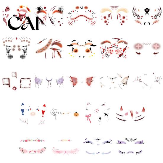 Realistic Horror Theme Face Decor Halloween Tattoo Stickers, Waterproof Scary Makeup Decals for Party, Wound Scars Temporary Scar Body Art Kids Adults
