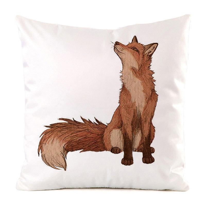 Norwegian Feng Shui Cartoon Fox Digital Printing Short Plush Pillow Covers For Car Sofa Office Cushion Cover Home Goods