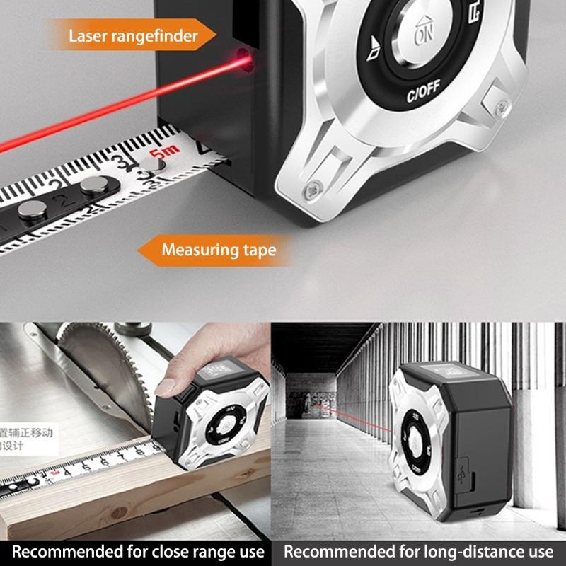 L aser Tape Measure 2 in 1 Digital La ser Distance Meter Measuring Area/Volume/Pythagorean 131Ft/40M