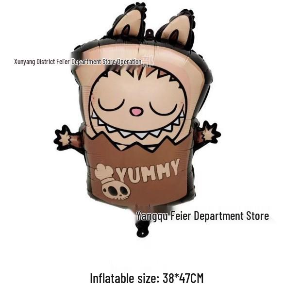 Очаровательное мультяшное украшение из фольгированного шара Лабубу для зимней вечеринки по случаю дня рождения