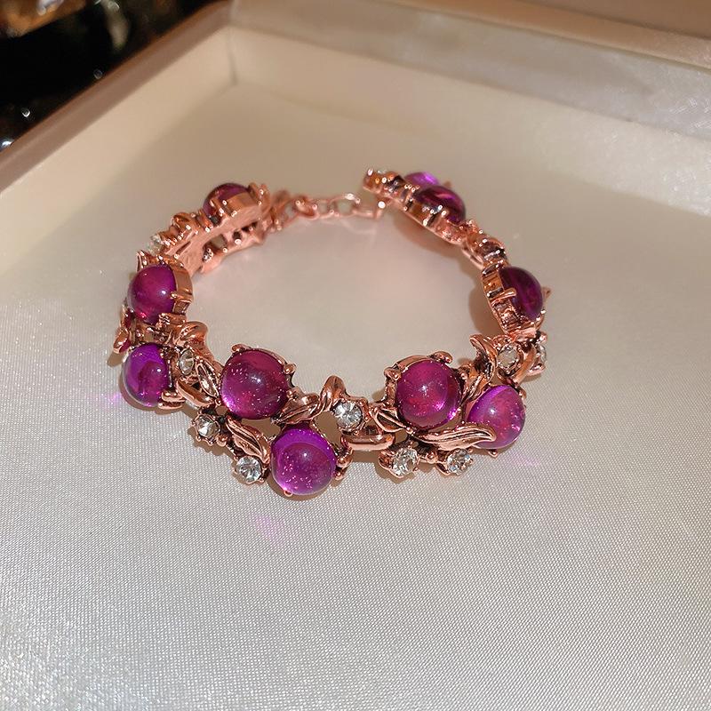 Винтажный набор ожерелья и браслета с цветком из стразов - Элегантная французская цепочка для ключицы на осень/зиму