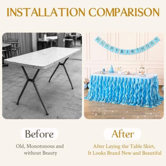 Curly Willow Table Skirt for Rectangle Round Tables 6ft Ruffle Tutu Table Cloth Reusable