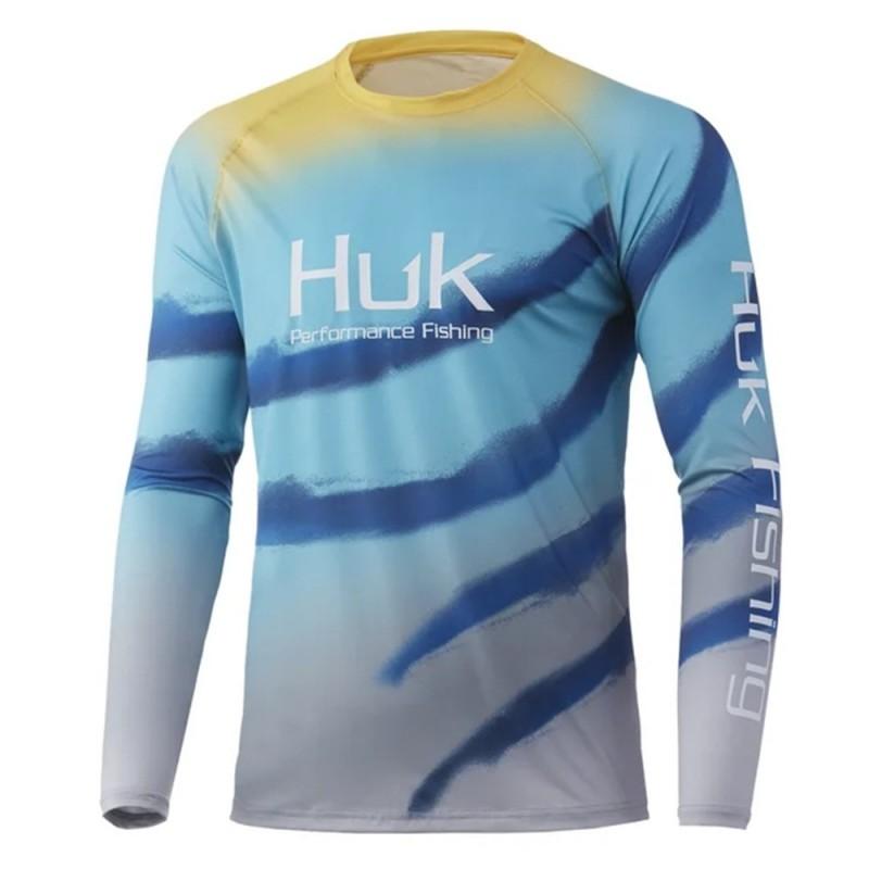 Mens Quick-Dry UV Protection Fishing Shirt Long Sleeve Breathable Ice Silk Cycling Jersey Outdoor Sports Summer