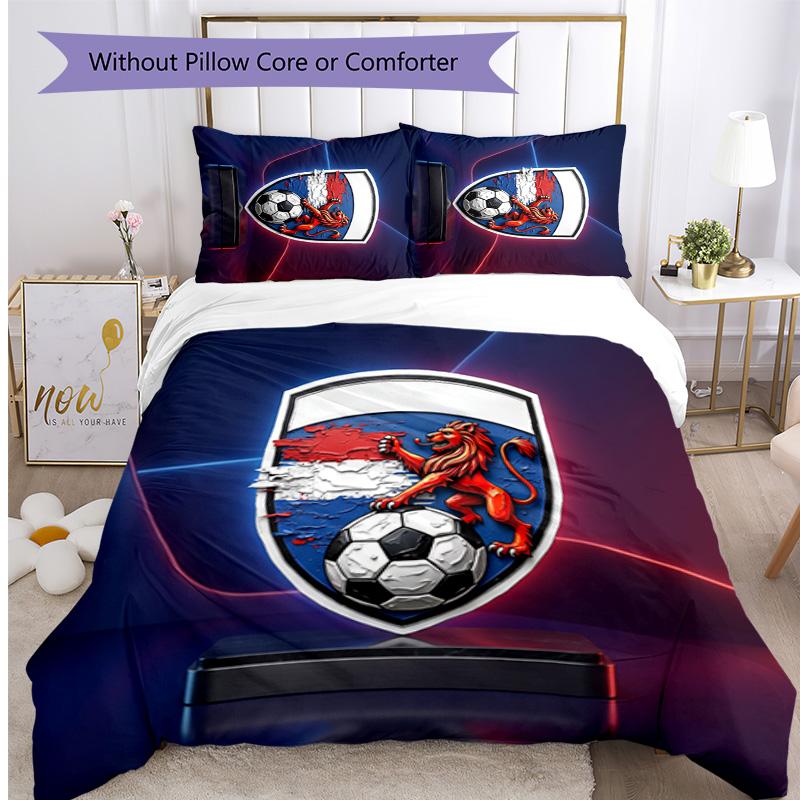 Netherlands Football Printed Bedding 3 Piece Set Cozy Breathable Bed Cover Set as Housewarming Holiday Gift