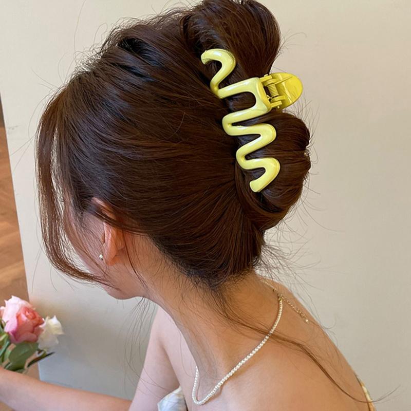 New Colorful Jelly Wave Hair Claw Clip Large Acrylic Hairpins Korean Sweet Simple Irregular Hair Clip Women Ponytail Headwear