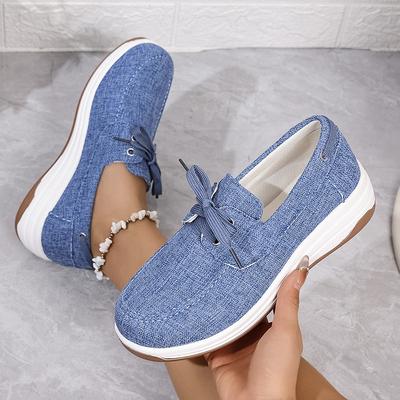 Lucyever Новые толстые парусиновые кроссовки для женщин 2025 Весна Спортивная обувь на шнуровке Женская нескользящая обувь для ходьбы больших размеров 43