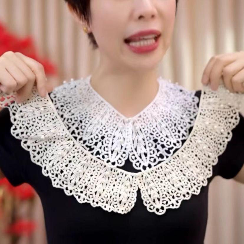 Lace Ladies Hollow Kapok Silk Shawl Summer Sun Protection Fake Collar Versatile
