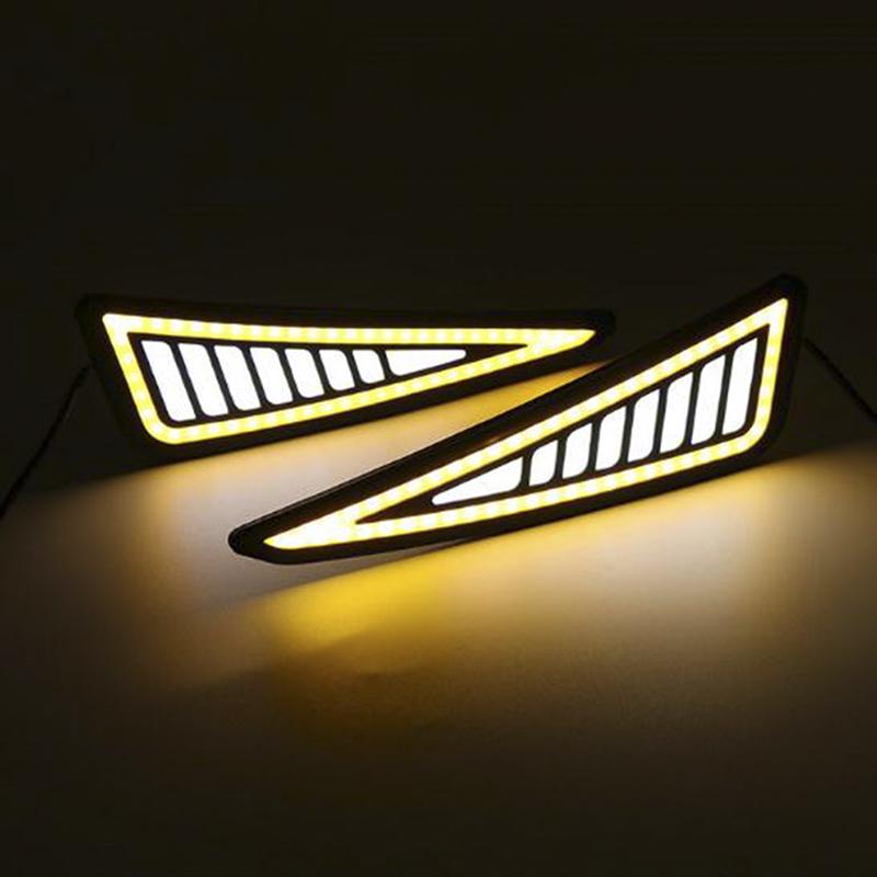 Car Led Bumper Strip Cob Daytime Running Light Yellow Turn Signal Daylight Drl