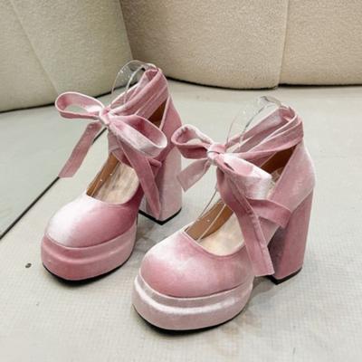 Модные женские туфли на толстом каблуке, осенние, новые, квадратные, с неглубоким носком, замшевые, толстые, противоскользящие, износостойкие, высокие каблуки