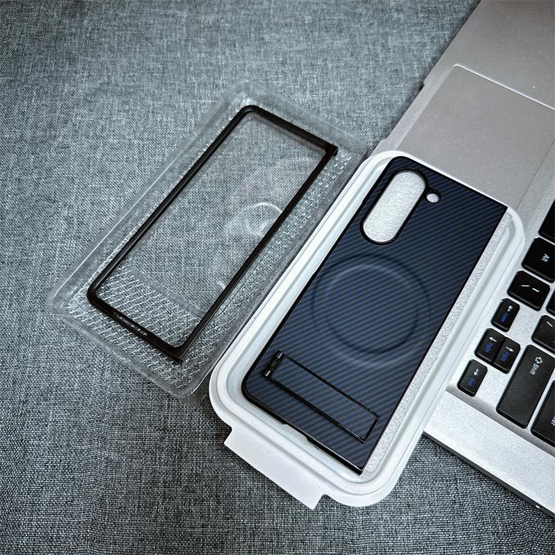 Для Samsung Galaxy Z Fold 7 Чехол Жесткая Подставка углеродное волокно магнитный Беспроводная зарядка Защитная Задняя Крышка Для samsung Z Fold7 6 5 4