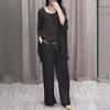 Spring Retro Patchwork Sequin Outfit Women Casual Round Neck Top Pullover + Long Pants Set Summer Batwing Sleeve Loose 2pcs Suit