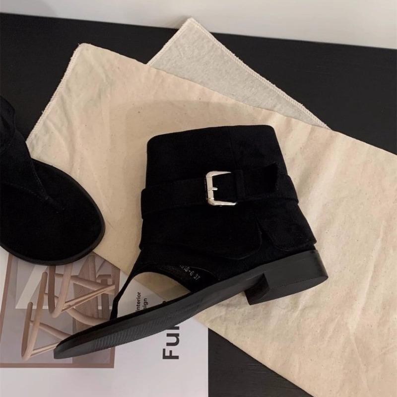 Модные французские ретро шлепанцы, Женские 2025 Лето Новые Плоские Крутые Ботинки, Свободные Брюки, Короткие Ботинки