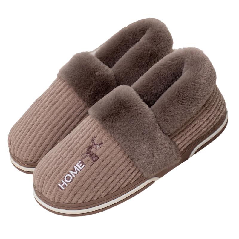 Fashion Comwarm Indoor Warm Plush Slippers For Women Men Winter Fashion Furry Slippers Flully Cotton Slides Home Non-Slip Bedroom Shoes