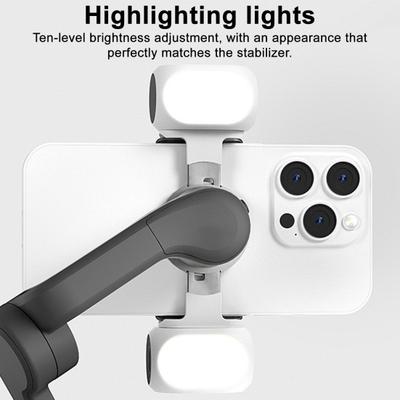 Стабилизатор-подвес для телефона, заполняющий свет для DJI 3000K-6500K, 3 цвета освещения, 10 уровней регулировки яркости, карманный размер, магнитный, для записи видеоблогов на смартфон