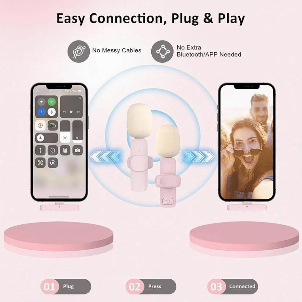 1/2Pcs Pink Mini Microphone Wireless Mobile Phone Microphone Clip-on Mic Lapel Microphone Interview