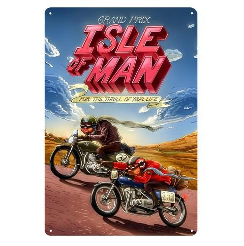 Isle Of Man Grand Prix Racing Vintage Motorcycle Metal Poster Tin Sign