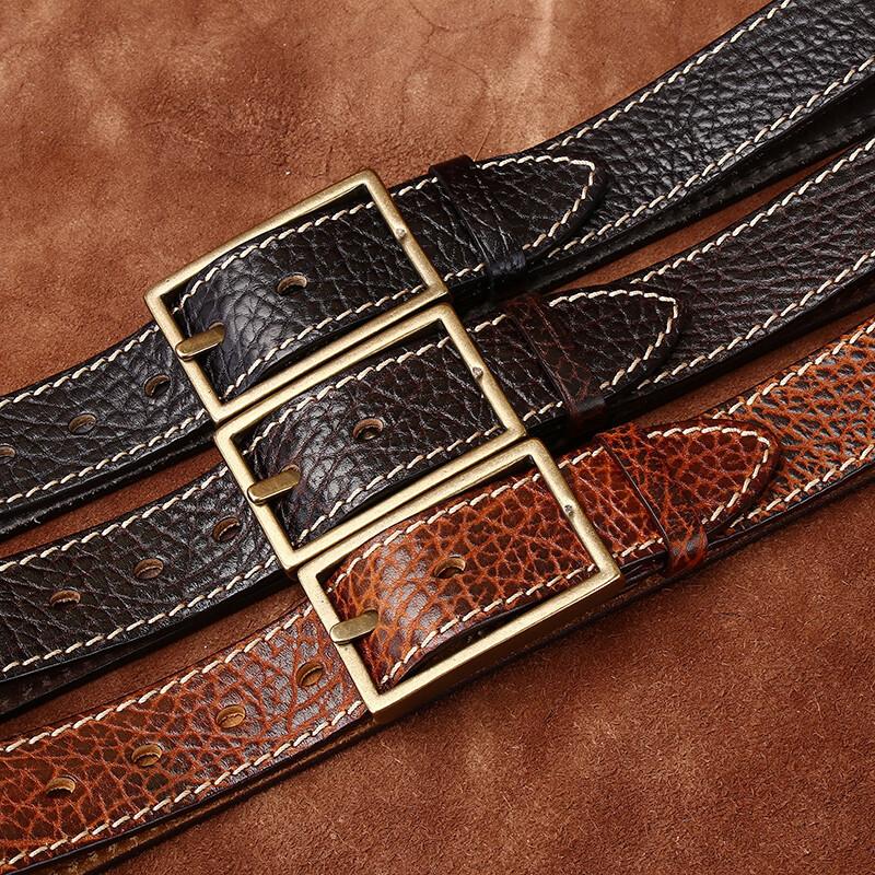 Утолщенный Ретро Тисненый Тренд Универсальный Кожаный Ремень Мужской Первый Слой Коровья Кожа Бизон Кожаный Узор Джинсовый Ремень Мужской