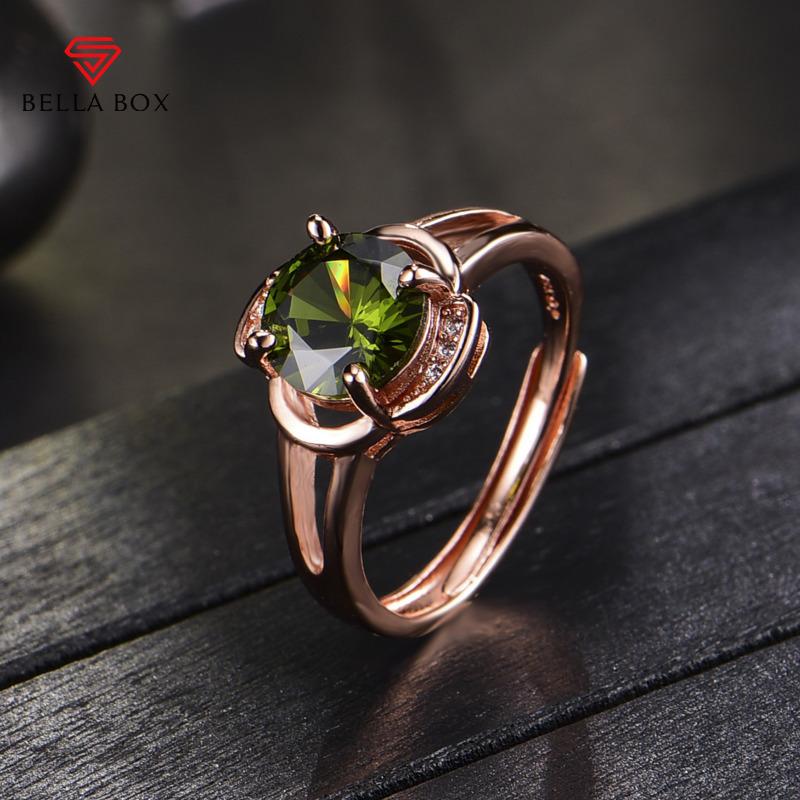 BELLA BOX Винтажные темпераментные зеленые кольца круглой формы для женщин, званый ужин, циркон, изысканные простые украшения, подарок на день матери