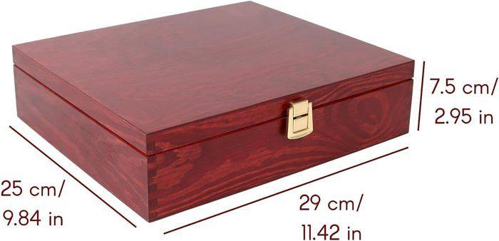 Boîte à Thé - Creative Deco - Rouge - 29 x 25 x 7,5 cm - 12 Compartiments - Bois Massif