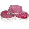Shimmering Rhinestones Fringed Hat for Women Men Musical Festival Fedoras Hat with Large Glittering Powder for Parties