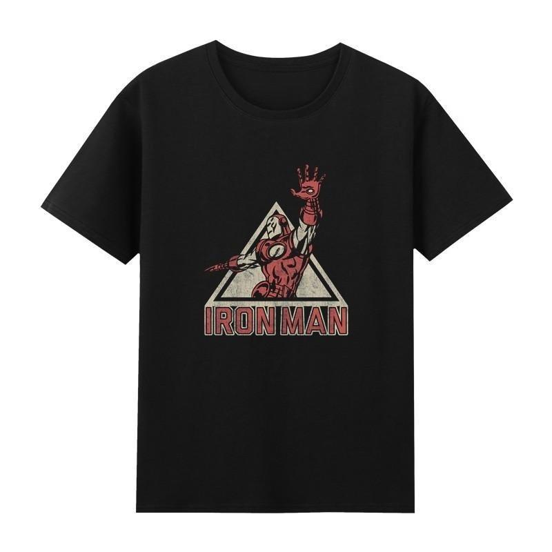 Genuine  High-quality Retro Avengers Retro Iron Man Comic Print Men's And Women's T-shirts Short-sleeved TopsJacket