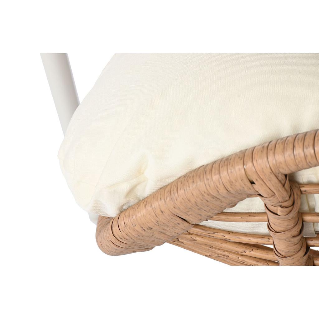 Table Set with 2 Seats Home ESPRIT White Beige Gray Metal Glass Synthetic Rattan 55 X 55 X 47 Cm