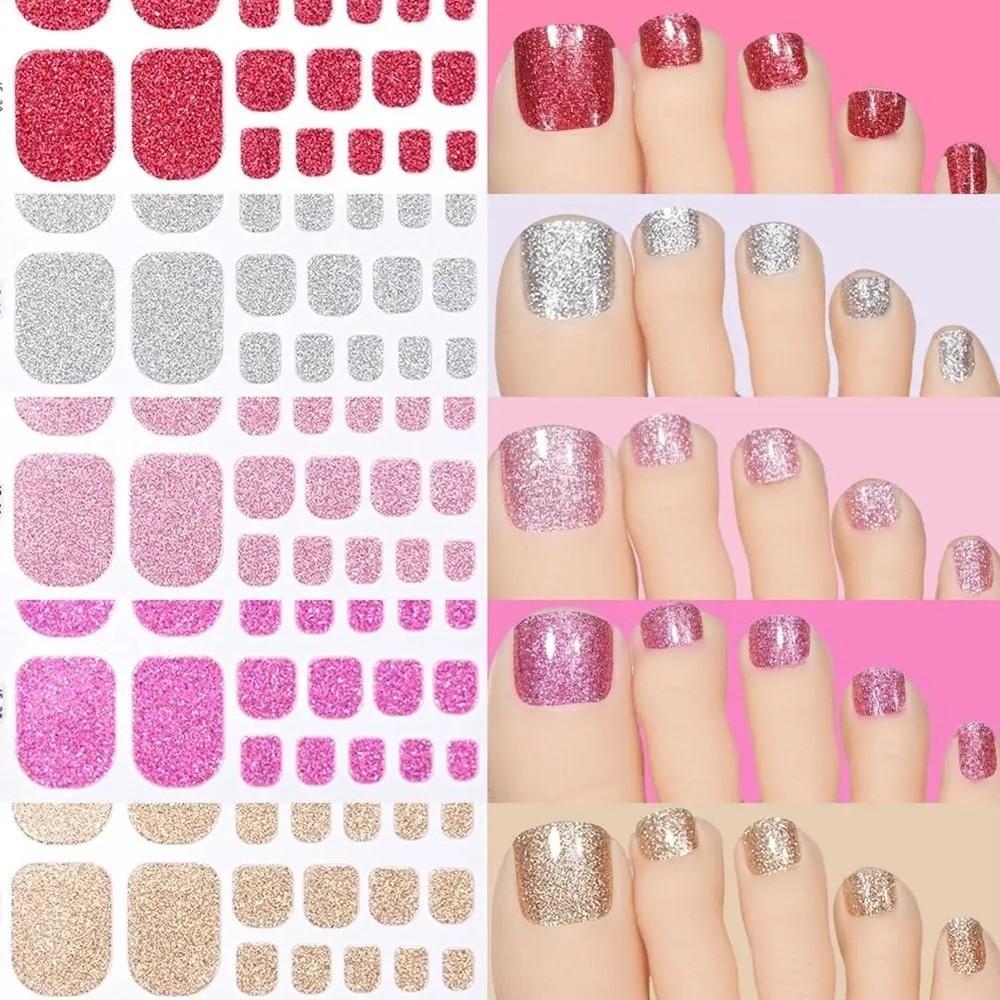 22tips/Sheet Solid Color Shimmer Finish Full Cover Nail Wraps Home DIY Nail Makeover