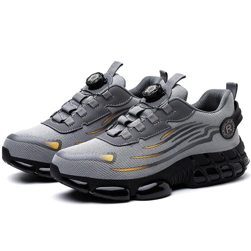 Rotating Button Safety Shoes Men Steel Toe Sneaker Air Cushion Working Footwear Man Puncture Proof Work Safety Boots Protective Shoes