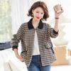 Past Mid-Aged Women's Plaid Lapel Jacket