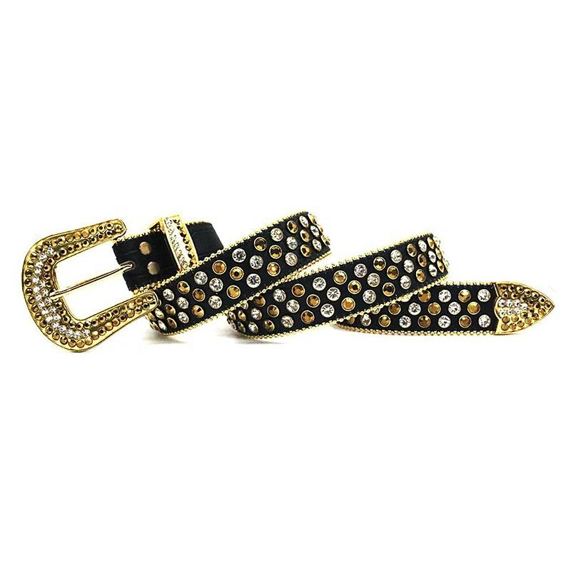 Crystal Belts Diamond Pu Leather Belts Factory Fashion Women Colorful Bling Rhinestones Removable Buckle Designer Belt Men