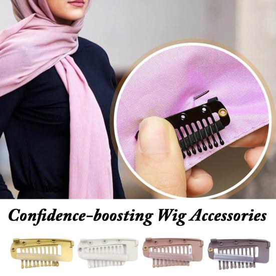5 шт. Зажим для парика с булавкой 10 зубцов Зажим-защелка для наращивания волос Сверхпрочный металлический Невидимая расческа для фиксации парика Зажим для фиксации чунни/дупатты