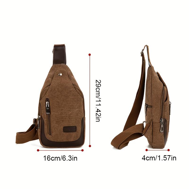 1 шт. Мужская походная холщовая нагрудная сумка, однотонная износостойкая большая вместительная нагрудная сумка