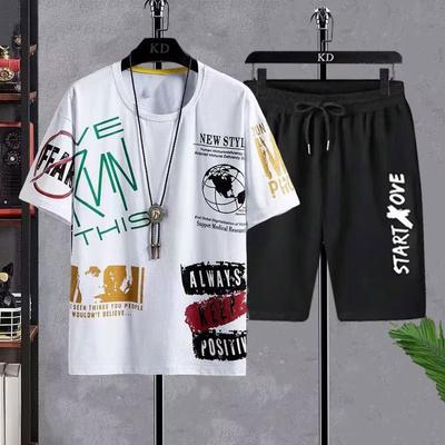 Летние костюмы для мужчин Повседневные спортивные костюмы для бега Повседневные спортивные штаны Уличная одежда Аниме Y2k топы Шорты Комплект Мужская спортивная одежда Футболки