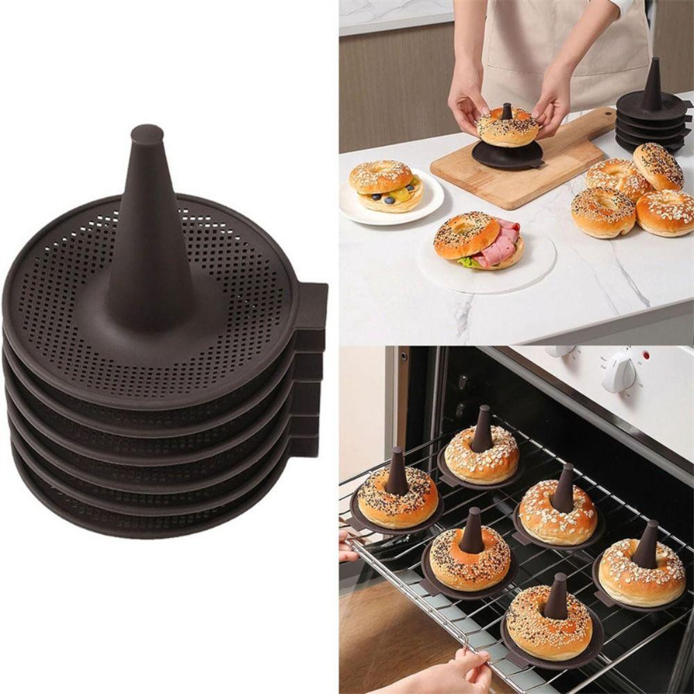 6Pcs Conical Shape Bagel Pans Set Coffee Bread Mold for Baking Durable Silicone Donut Mold Baking