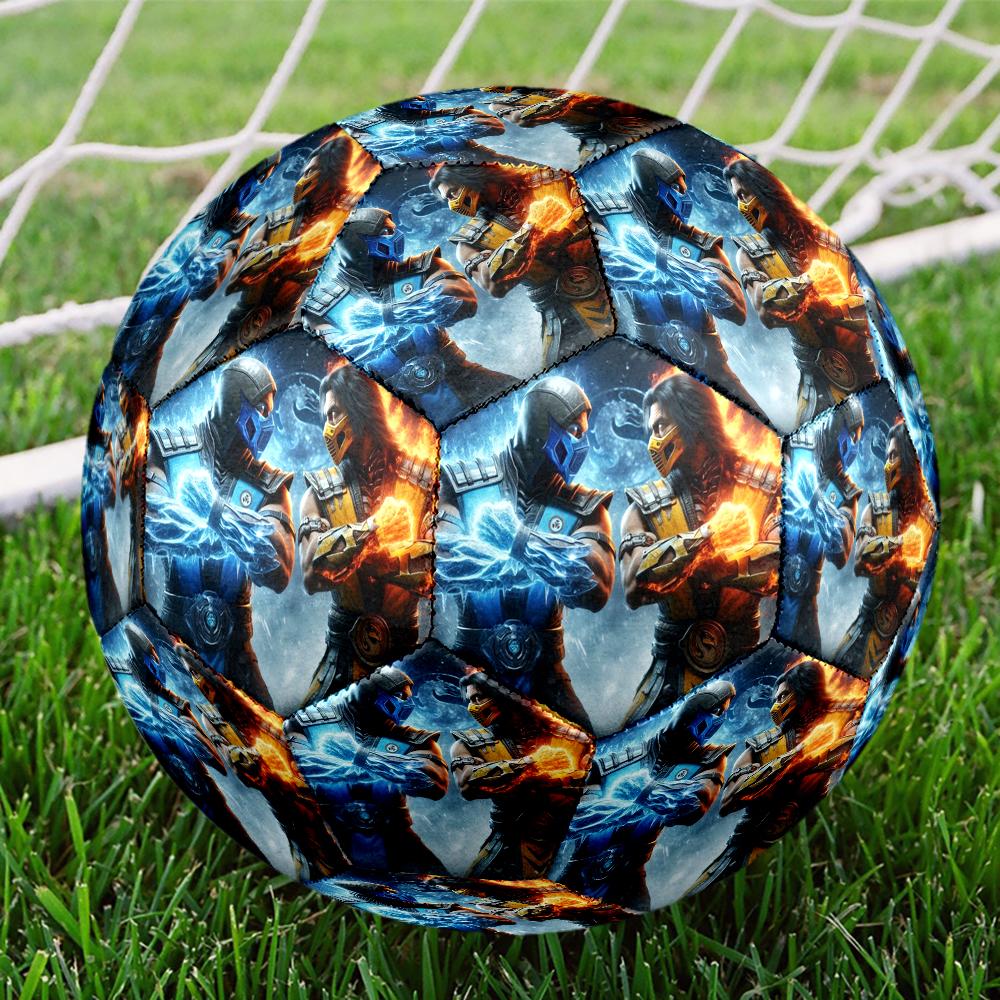 Dark Warrior's Mortal Kombat Size 5 Soccer Ball,Indoor/Outdoor Suitable for Training Matches Tournaments Practice Games Perfect Gift for Fan