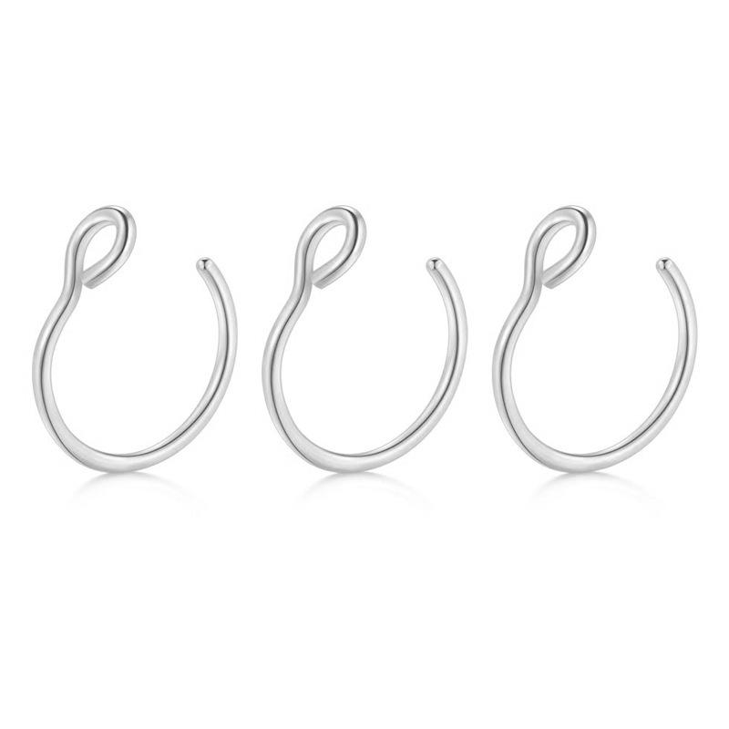 C-образный двойной круглый зажим для ушей Носовое кольцо Поддельное носовое кольцо Комбинированный набор 12 в одном