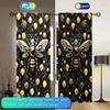 2pcs Luxurious Bee Gem Printed Curtain for Home Decor - Rod Pocket Window Treatment for Bedroom, Office, Kitchen, Living Room