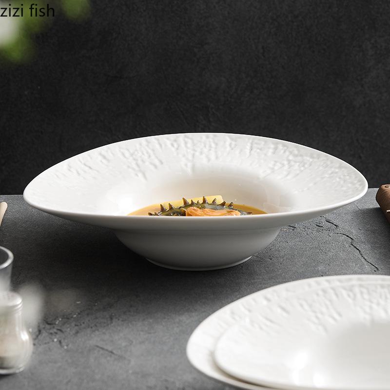 Керамическая тарелка-шляпа, салатник, обеденные тарелки, десертная тарелка, фруктовая тарелка, суповые тарелки, тарелки для сахарной воды, тарелка для стейка в западном стиле