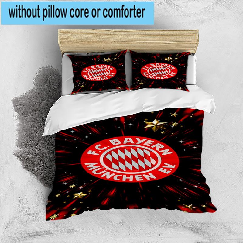 3pcs FC Bayern München Printed Bedding Set Duvet Cover Closure Includes 1 Duvet Cover & 2 Pillowcases Bedding Sets Home Decor Gifts