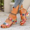 Модные женские босоножки на каблуках, цветные туфли со стразами на толстом каблуке, женские босоножки с открытым носком и средним каблуком, стильные повседневные босоножки Sandalias De Mujer