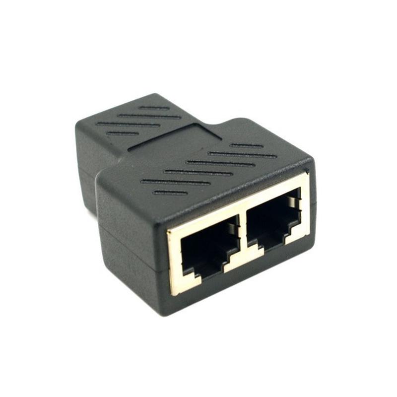 RJ45 One Point Two Connector Adapter Tap with Shield Network Tee Head Three-way Extender Cable
