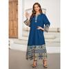 Eid Summer Print Dress Muslim Women Ramadan Abaya Long Dress Morocco Largos Dubai Turkey