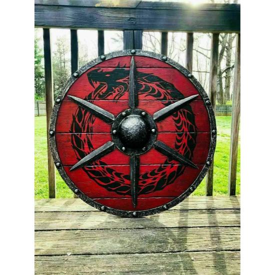 Medieval Larp Warrior Wood & Steel Viking Round Shield Armor Templar Shield